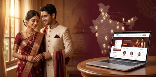 Brahmin bride and groom with families connecting across Indian cities using Siyaswayamver pan India Brahmin marriage bureau
